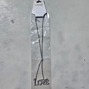 It Girl Silver Tone Rhinestone LOVE Pendant Necklace